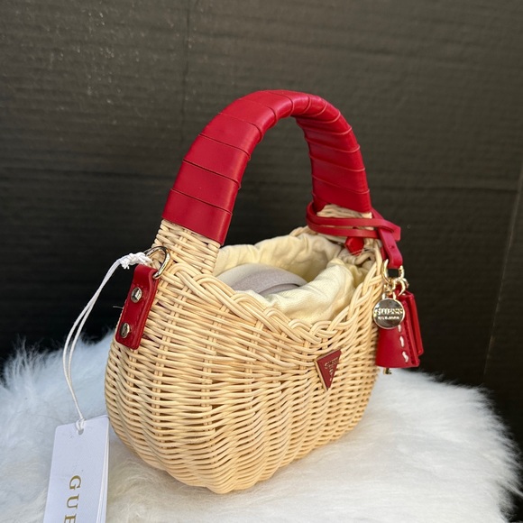 New Guess Sveiney Straw Mini Shoulder Bag - Picture 3 of 11